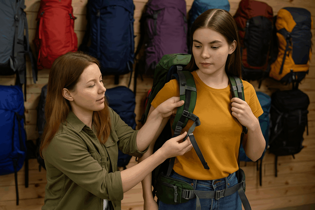 best backpack fit for your back - trying on a new backpack
