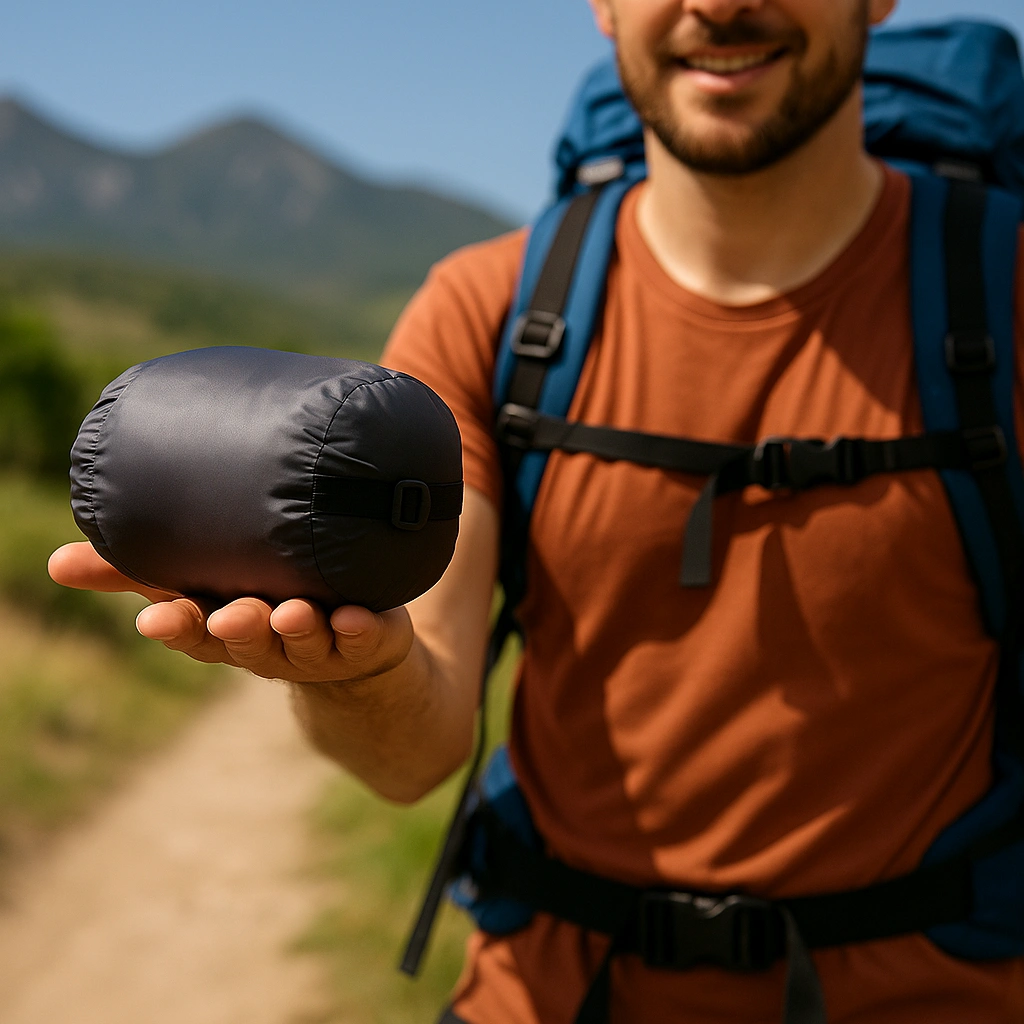 sleeping bag in stuff pouch