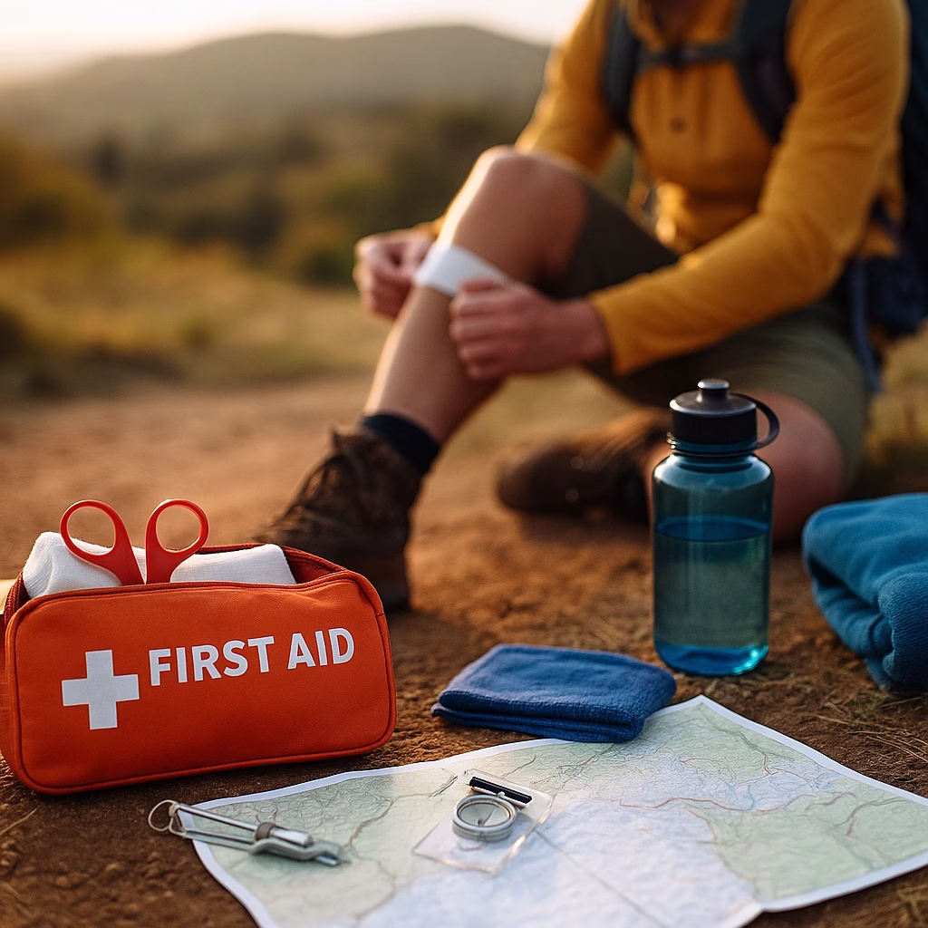 first aid and safety basics for the trail -hiker administering first aid