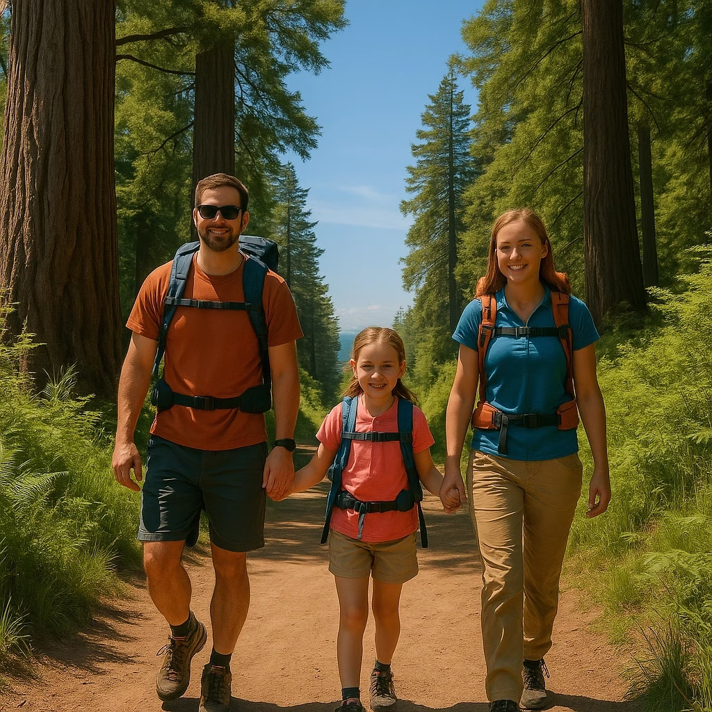 Pacific States hiking trails - family hiking on a Pacific States hiking trail